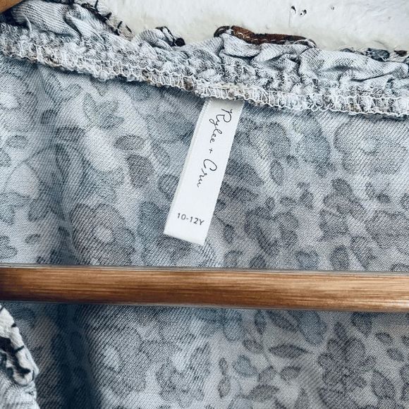 Rylee + Cru Girls Floral Button Down Short Puff Sleeve Top Youth Size 10-12 - Picture 2 of 7